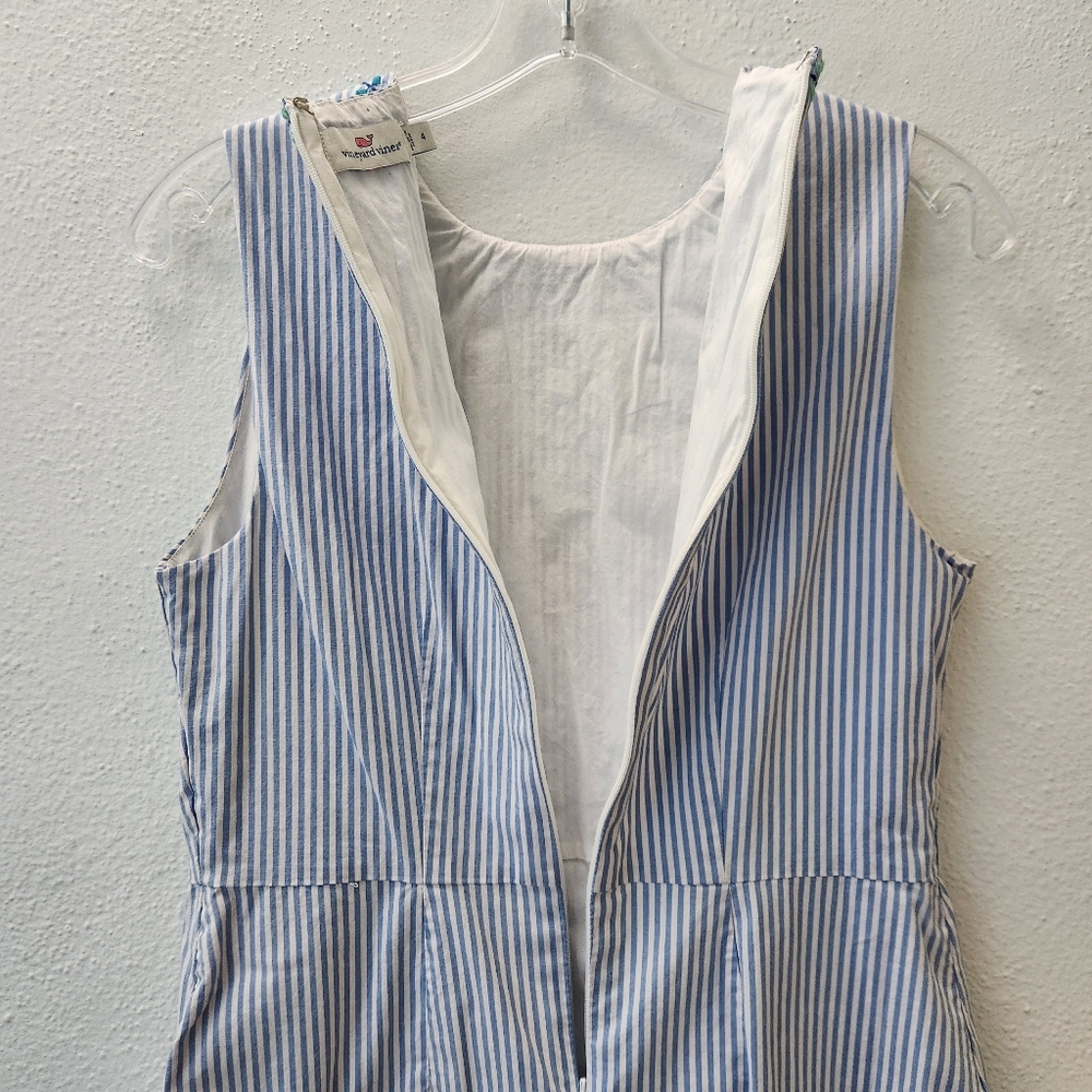 Vineyard Vines Embroidered Stripped Hydrangea Shift Dress Size 4 - Picture 5 of 15
